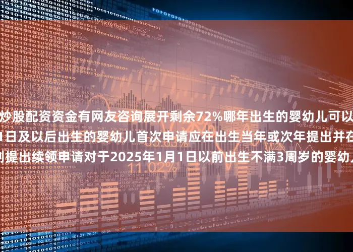 炒股配资资金有网友咨询展开剩余72%哪年出生的婴幼儿可以申领补贴？据了解2025年1月1日及以后出生的婴幼儿首次申请应在出生当年或次年提出并在之后的连续两个年度分别提出续领申请对于2025年1月1日以前出生不满3周岁的婴幼儿首次申请应当在2025年12月31日前提出按应补贴月数折算计发补贴也就是说2022年出生的婴幼儿可申领1次应当在2025年提出2023年出生的婴幼儿可申领2次分别在2025年和